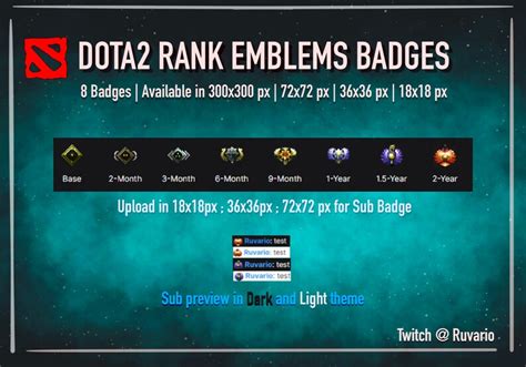 Dota 2 Rank Emblems Sub Badges For Twitchyoutubediscord Etsy