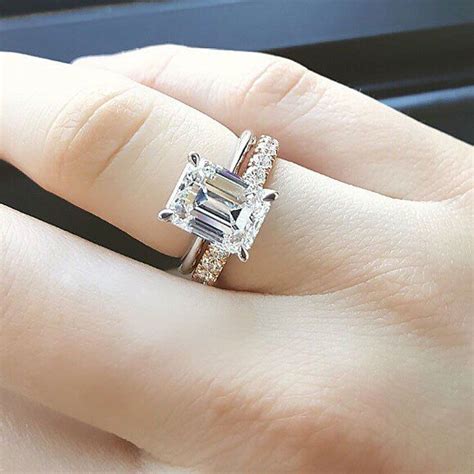 Emerald Cut Engagement Ring With Wedding Band Jenniemarieweddings