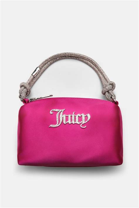 Juicy Couture Sac Main En Satin De Soie Carr Rose Avec Diamants