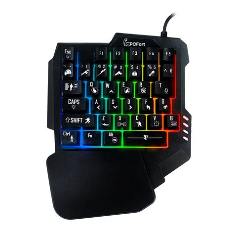 Teclado Gamer Pcfort F Single Hand Semi Mec Nico Usb Rgb