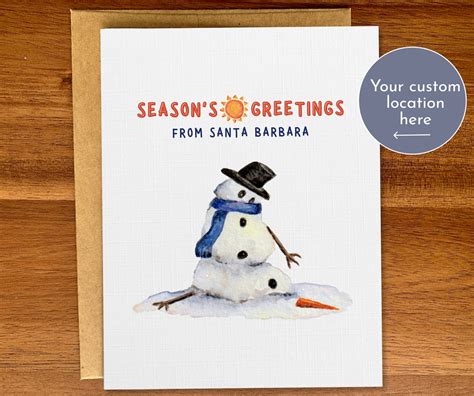 Funny Melting Snowman Holiday Card Seasons Greetings From - Etsy