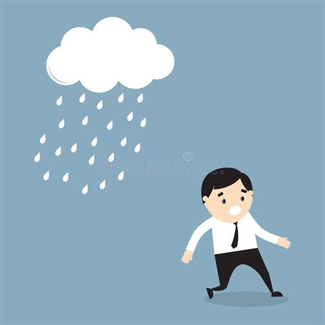 Businessman Escapes From The Rain Stock Vector Illustration Of