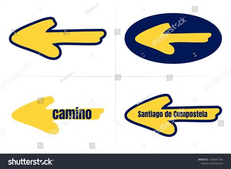 Traditional Camino Yellow Arrow Symbol Dark Stock Vector Royalty Free