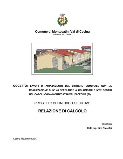 PDF RELAZIONE DI CALCOLO Comune Montecatini Pi It Ing Ciro