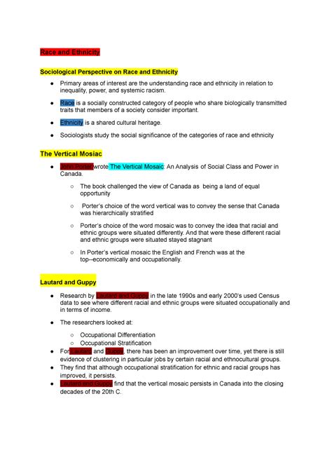 Test 3 - Sociology notes for modules 7 to 9 - Race and Ethnicity