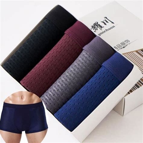 Sous vêtement Lot de 4 boxers en bambou pour hommes sous vêtements d