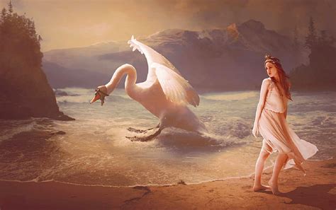 Girl And Swan Pretty Art Lovely Bonito Swan Woman Jessica