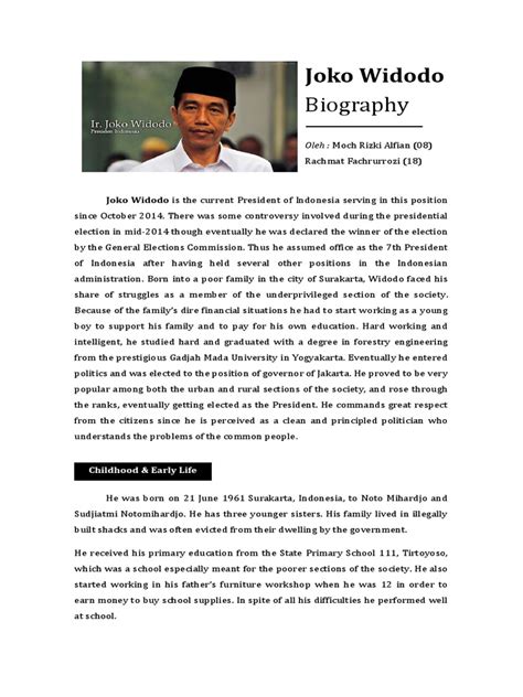 Joko Widodo Biography | PDF | Indonesia | Government