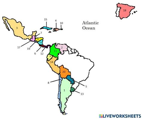 Spanish Speaking Countries Map Worksheet