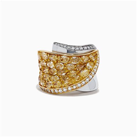 Effy Limited Edition 14K Gold Yellow And White Diamond Ring 3 25 TCW