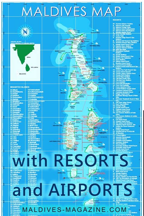 Maldives Map With Resorts Hotels Guest Houses And Airports Details