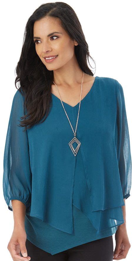 Apt 9 Womens Chiffon Popover Top Tops