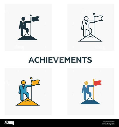 Achievements Icon Set Four Elements In Diferent Styles From Human