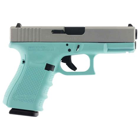 Glock 19 G4 9mm Luger 401in Silver Aluminum Cerakoterobin Egg Blue Pistol 151 Rounds Blue