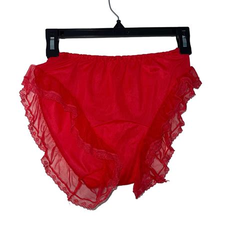 Vintage Womens Babydoll Nightie Set Red Size Small Nylon Ruffle Lingerie Ribbon Etsy