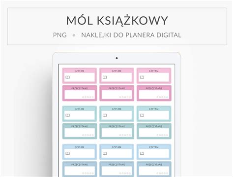 Naklejki do planera cyfrowego Mól książkowy OgarniamSię