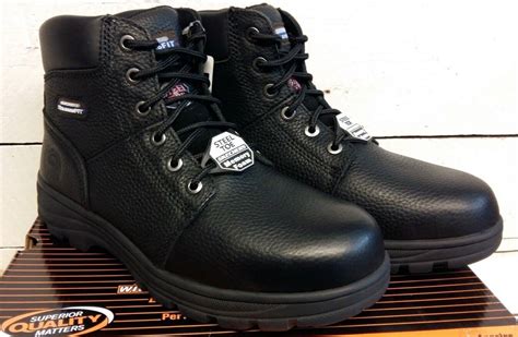 Mens Skechers 77009 Workshire Black Steel Toe Cap Lace Up Safety Boots