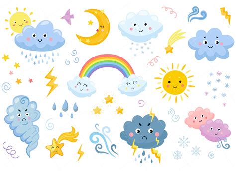 Cloud Clipart, Weather Clipart, Rain Cloud Clipart, Rainbow Clipart ...