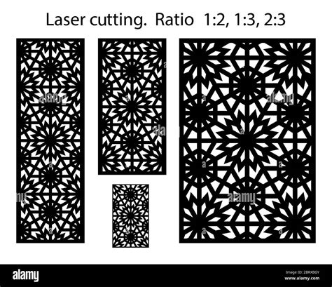 Cnc Privacy Fence Template Set Laser Pattern Set Of Geometric Vector