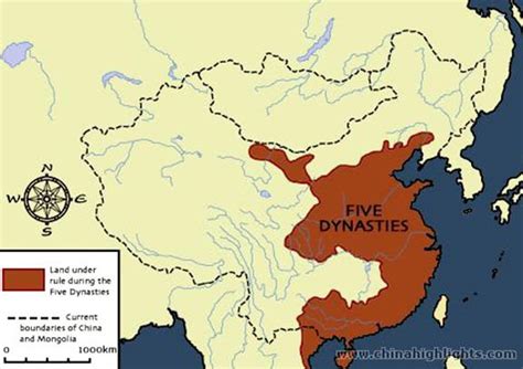 Five Dynasties Map - Ancient China Maps - China Highlights