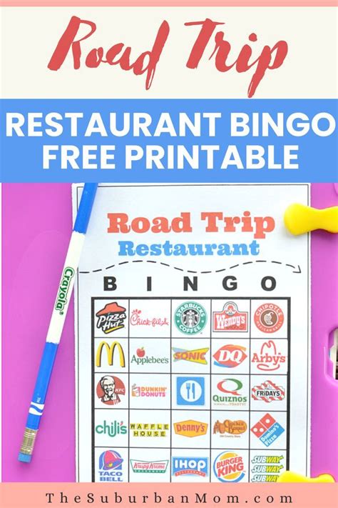 Road Trip Restaurant Bingo Free Printable Artofit