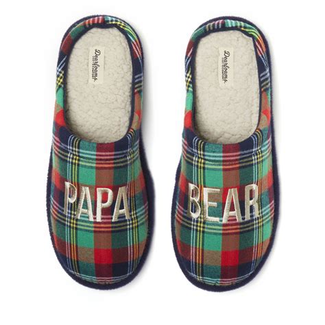 Dearfoams Cozy Comfort Men S Papa Bear Plaid Clog Slippers