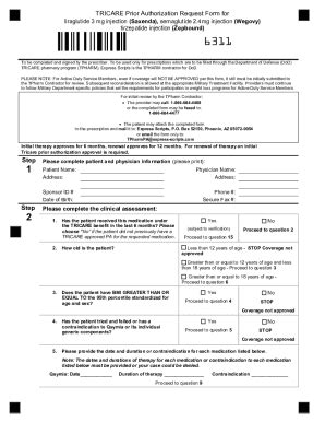 Fillable Online Tricare Prior Authorization Request Form For Saxenda