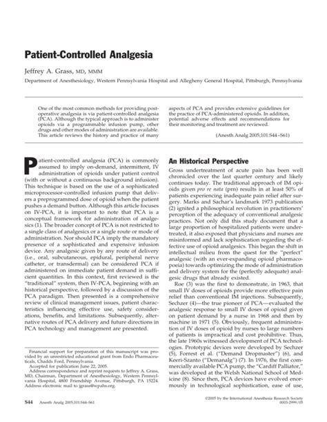 Patient Controlled Analgesia