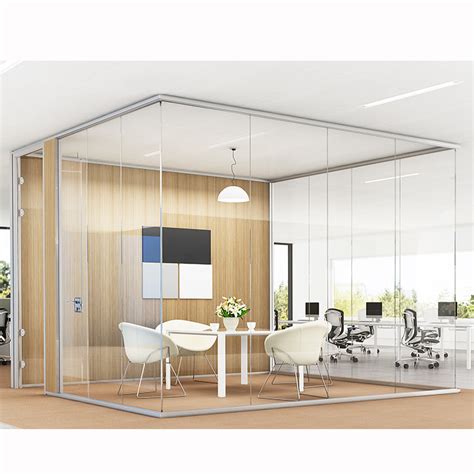 Room Divider Office Wood Glass Partition Wall With Double Glass Aluminium Blinds Inside China