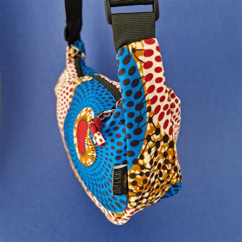 African Print Crossbody Shoulder Bag Dumpling Sling Bag Blue Red By