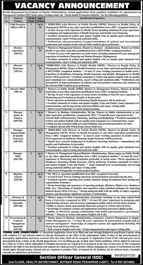 Health Department Government Of Khyber Pakhtunkhwa Jobs 2020 Latest