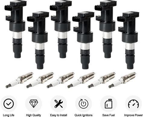 DEEGOOLY Paquete de 6 bobinas de encendido UF 435 y bujías de iridio