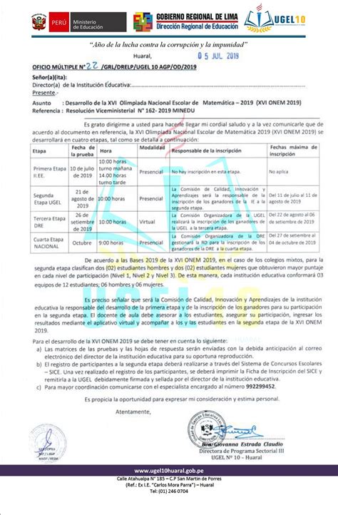 Desarrollo de la XVI Olimpiada Nacional Escolar de Matemática 2019