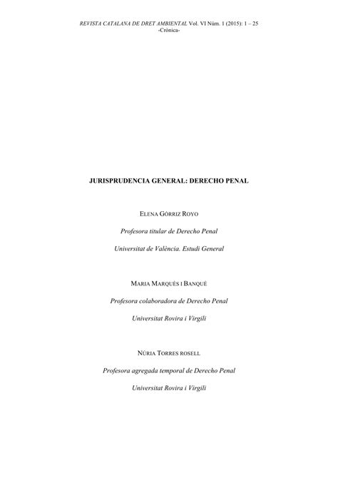 Pdf Jurisprudencia General Derecho Penal Primer Semestre 2015