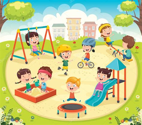 Children Playing Park — Stock Vector © yusufdemirci #318429878