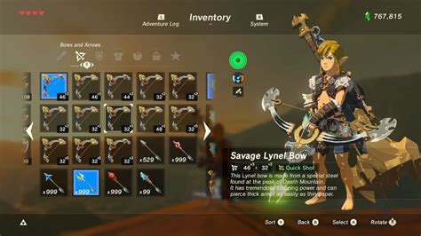 I put as many lynel guts into my inventory as possible. 999 guts, 60 ...