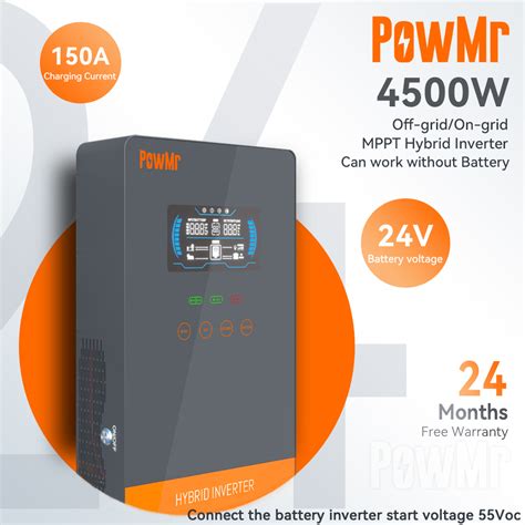 PowMr MPPT 4500W Pure Sine Wave Solar Hybrid Inverter 24V Built In 150A