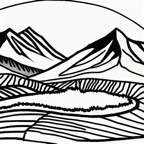 Mountain Landscape Drawing Outline · Creative Fabrica