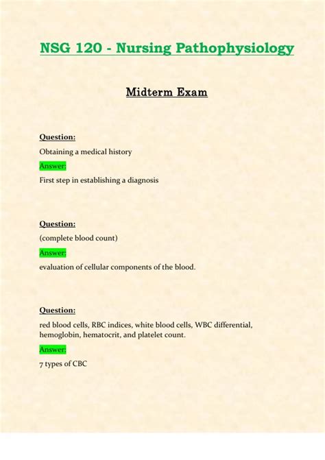 NSG120 NSG 120 Midterm Exam Latest 2024 2025 Update Nursing