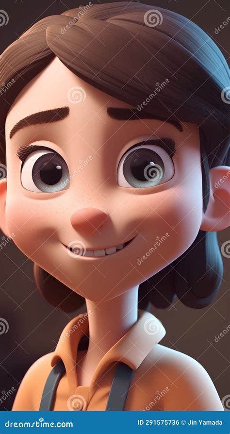 3d Illustration Of A Cute Cartoon Character With Brown Hair And Blue