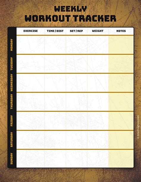 Free Printable Scratched Workout Tracker Template Smashingdocs Hot