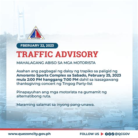 Quezon City Government On Twitter Mahalagang Abiso Sa Mga Motorista