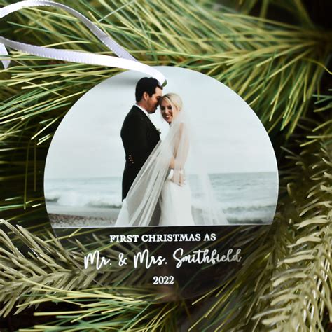 First Christmas Married Ornament Custom Photo Ornament Newly Married