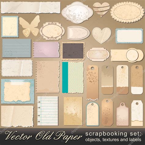 Scrapbooking Set Of Old Paper Objects Stock Vector Glyph Studio