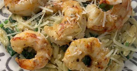 One Pan Creamy Parmesan Orzo With Shrimp Recipe Samsung Food