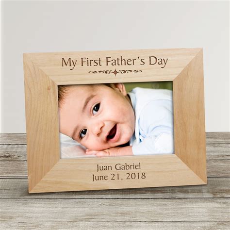 Fathers Day Picture Frame Personalized Laser Engraved Wooden Picture