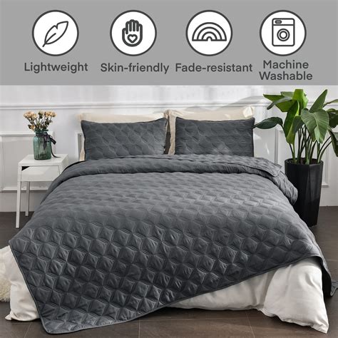 Litanika Oversized King Bedspreads 128x120 Quilt Set 3 Piece Grey