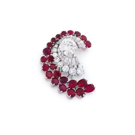 Broche Rubis Et Diamants Ruby And Diamond Brooch Fine Jewels