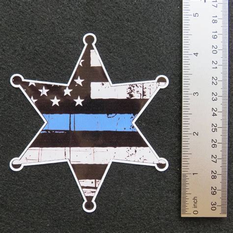 Police Sheriffs Badge Thin Blue Line Vinyl Decal Mce Designs