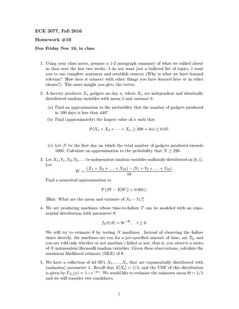 Hw Fa Homework Solutions Ece Fall Homework Due